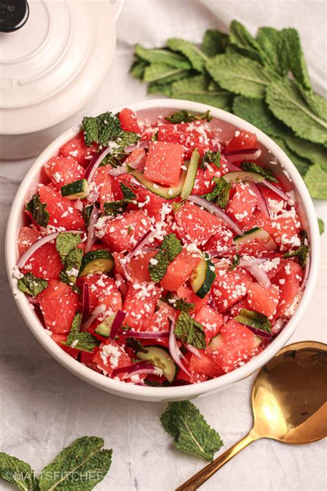 watermelon salad recipe  feta cucumber mint
