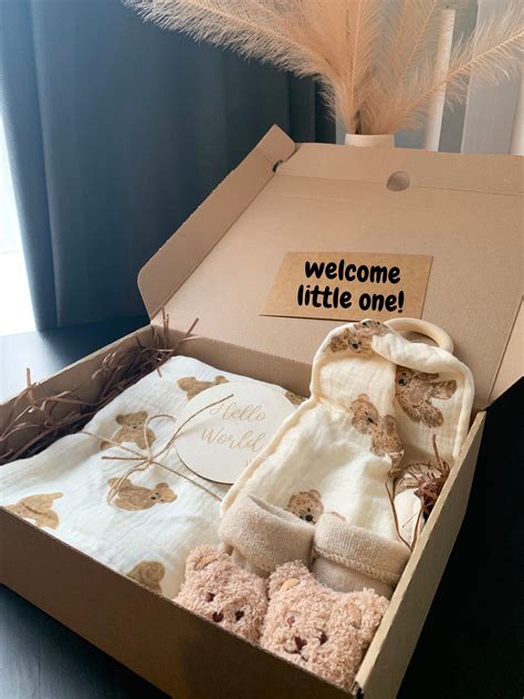 Teddy Bear Gift Box Set Gender Neutral Baby Shower Gift Box for Baby