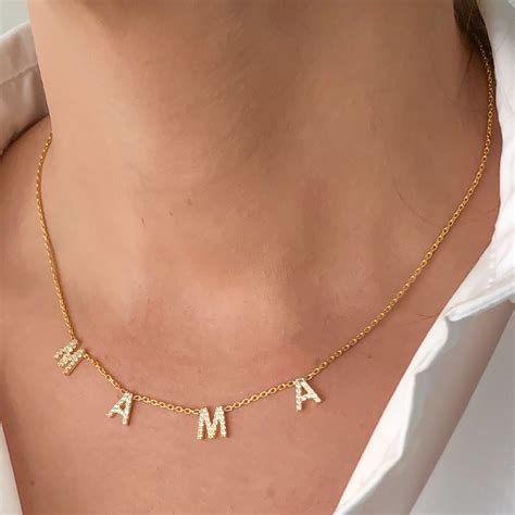 Mama Necklace Mama Letter Necklace Spaced Letter Necklace - Etsy