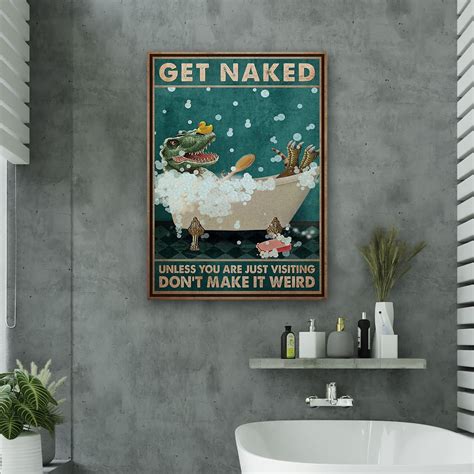 Trinx T- Rex Dinosaur - Get Naked Gallery Wrapped Canvas - Bath And