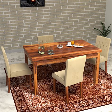 Modern Light Finish Classic Wooden Dinning Table Set | Woodshala ...