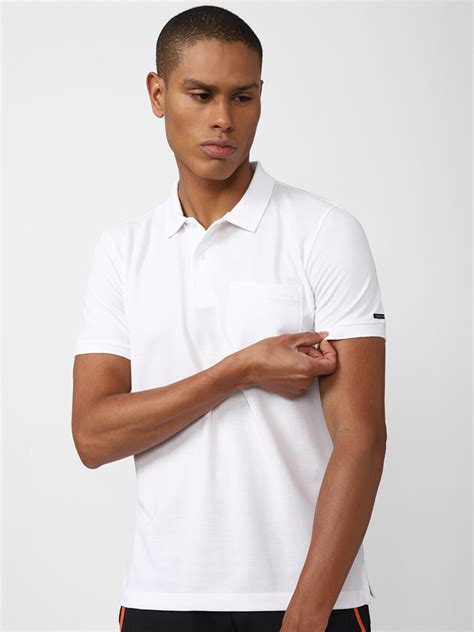 buy van heusen flex men white polo collar sports  shirt tshirts