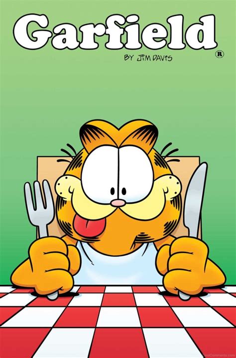 Garfield Holding Knife And Spoon - Desi Comments