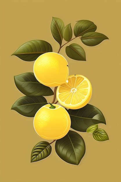 Premium AI Image | leamon with leafs on background