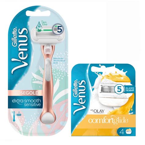 Набор Gillette Venus: Extra Smooth Sensitive RoseGold + 4 кассеты Venus ...