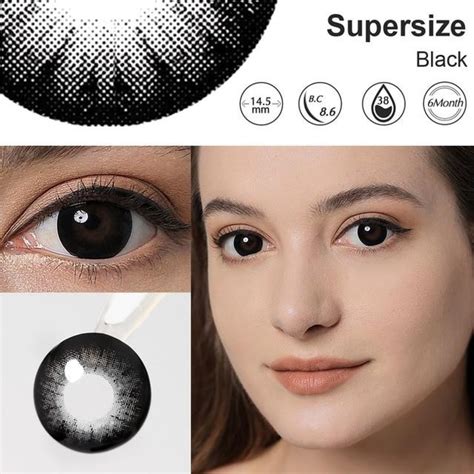 Линзы цветные без диоптрий чёрные Supersize Black + контейнер для ...