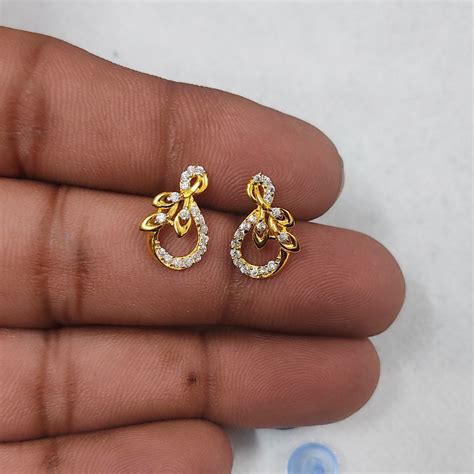 zircon  yellow gold stud earrings jewelry kt gold stud earrings