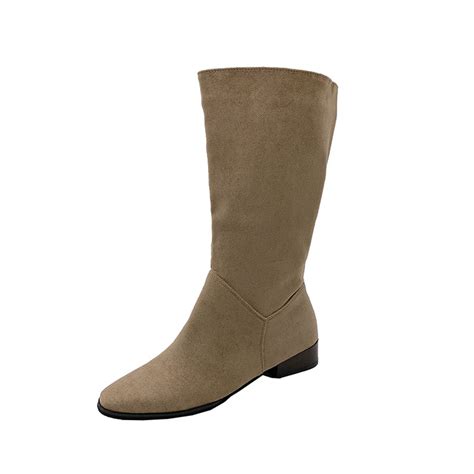 Jsaierl Women's Extra Wide Calf Slouchy Boots, Wide Width Flat Heel Mid