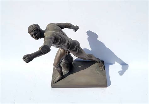 Antique Classical Male Nude Pugilist Boxer Bronze Statue Sculpture