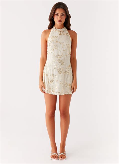 Leo Beaded Mini Dress - Yellow – Peppermayo US