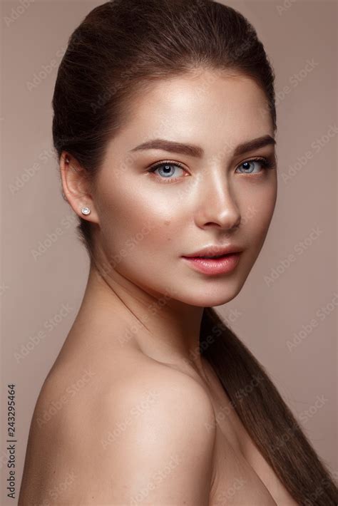 beautiful young girl  natural nude   beauty face stock