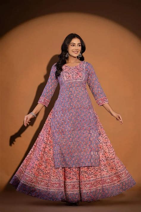 cotton printed kurti  skirt set stitched  rs piece  jaipur