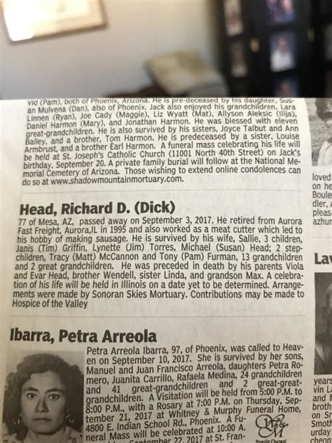 Seen today in the obituary of The Arizona Republic! Enjoy! : r/funny