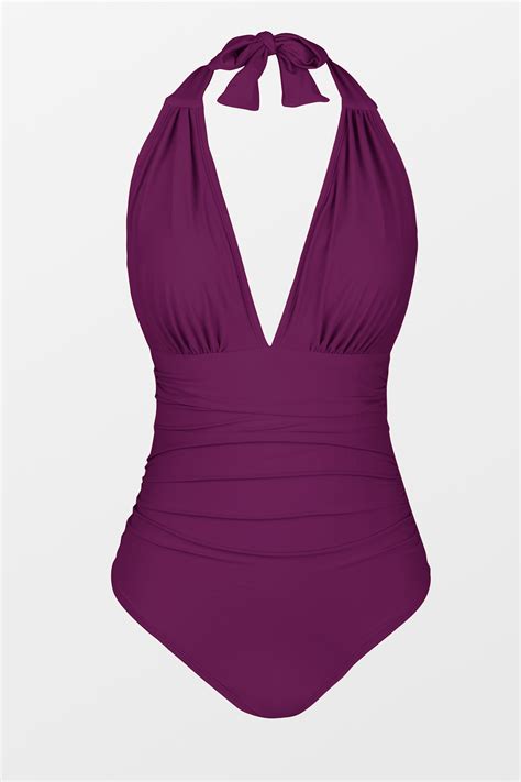 CUPSHE Women Swimsuit One Piece Bathing Suit V Neck Halter Ruched Tummy