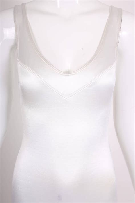 Azzedine Alaia White Satin Stretch Bodysuit/Bathing suit at 1stDibs
