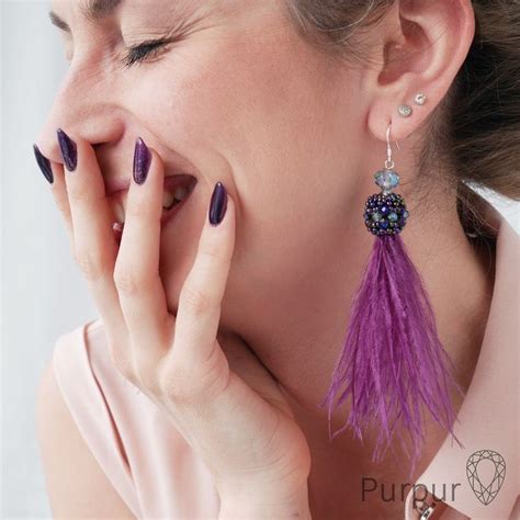 Серьги-перья Цвет: орхидея | Drop earrings, Jewelry, Earrings