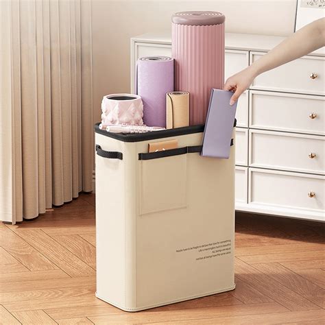 Yoga Mat Storage Rack with Organizer for Home Gym,Beige Cloth Rack for