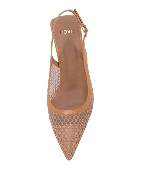 Wide Fit ILONA Nude Mesh Point Slingback Court