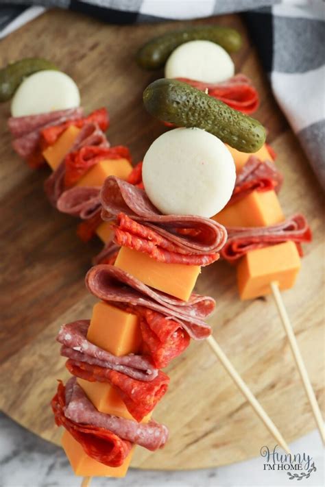 Meat and Cheese Individual Charcuterie Skewers Appetizers