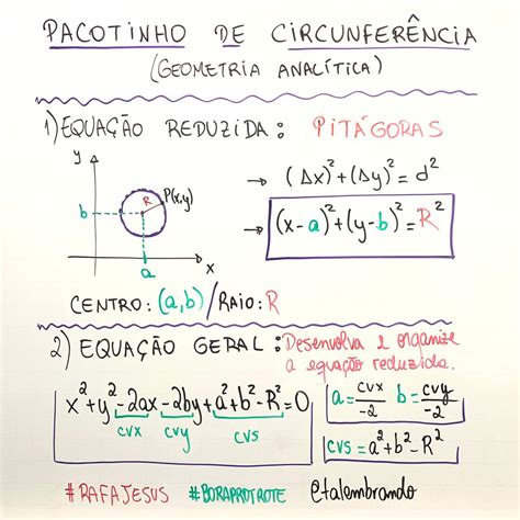 Circunferência Matematica - Pacotinho de Geometria Analítica Circunferência - Matemática