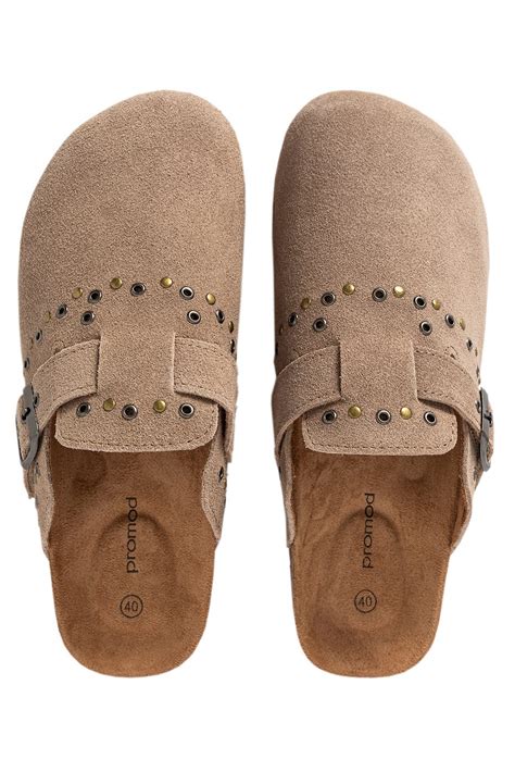 Suede leather mules - Beige