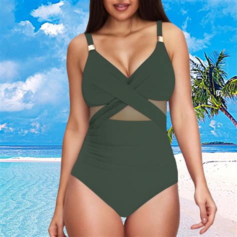 IDALL One Piece Swimsuit Women Tummy Control Swimsuits Swimsuit Metal