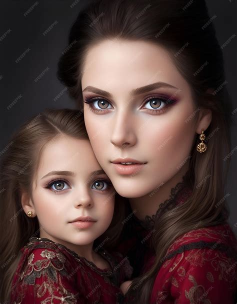 Premium AI Image | Portrait of a young attractive mother with a cute