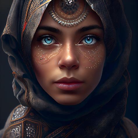 Portrait of a beautiful arabian woman in traditional oriental headdress