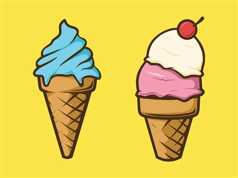 ice cream cones     cherry   top  vector