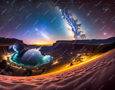 Premium AI Image | Panorama night sky overlooking the Milky Way Alien