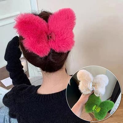 Badu.bg Супер голяма плюшена щипка за нокти за коса с пеперуди Зимна ...