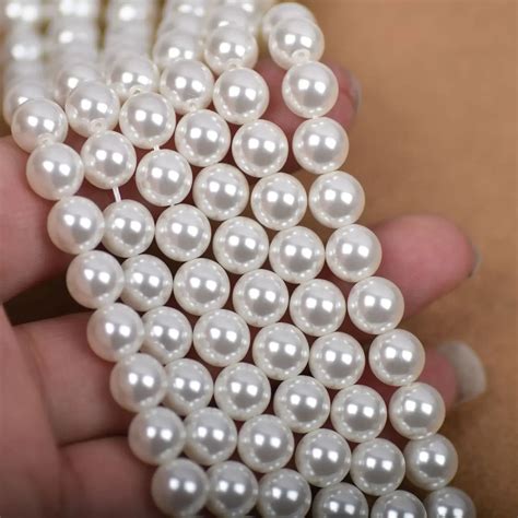 Круглые бусины-ракушки с имитацией жемчуга | AliExpress