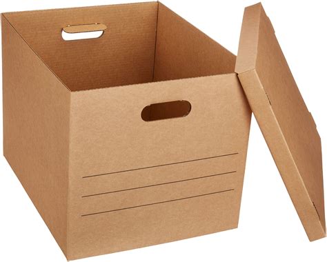 Amazon Basics Medium Moving Boxes With Lid And Handles, 10 Pack, Brown