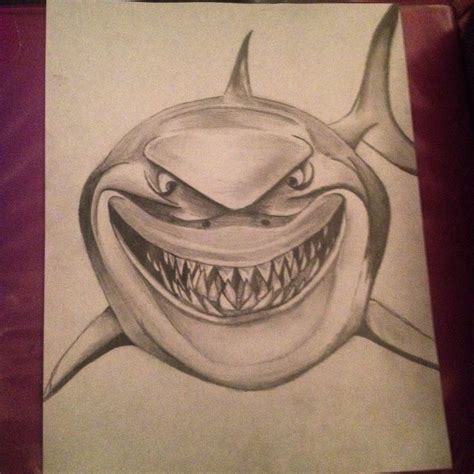 Drawing of the shark Bruce for my roommate. Finding nemo is such a great disney / pixar movie ...