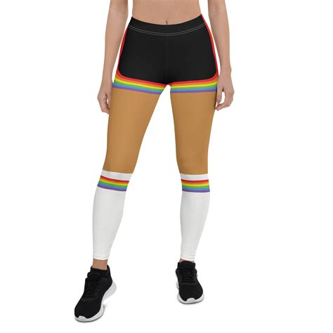 Rainbow Short Booty Shorts with Sport Socks 70’s Halloween Cosplay