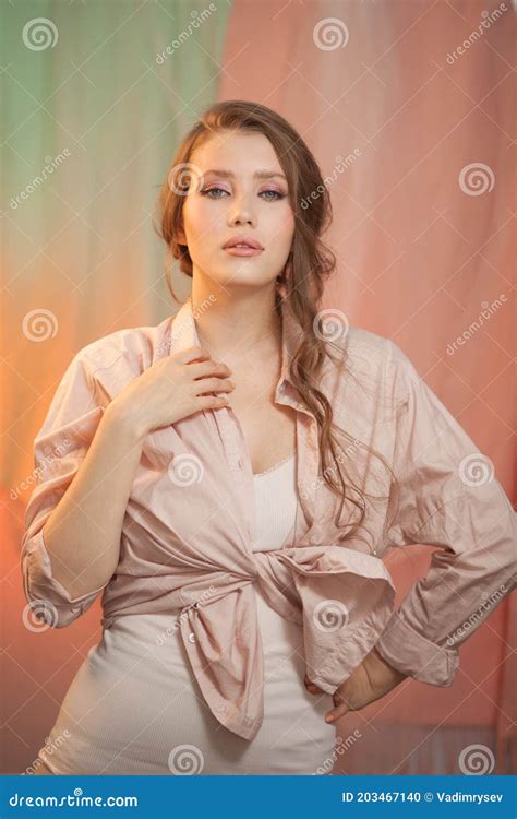 Portrait of Beautiful Angelic Look Young Woman in Studio Stock Photo ...
