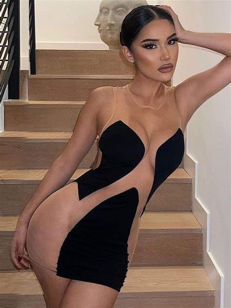 club dress black jewel neck sleeveless sexy dress milanoocom