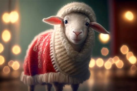 Premium AI Image | Festive and Adorable Little Sheep in a Christmas Scene