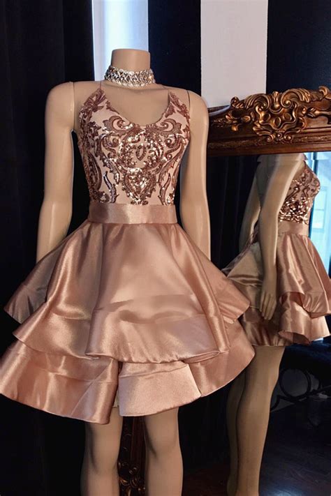 Dusty Rose Appliques Short Prom Dress With Spaghetti Straps | Ballbellas