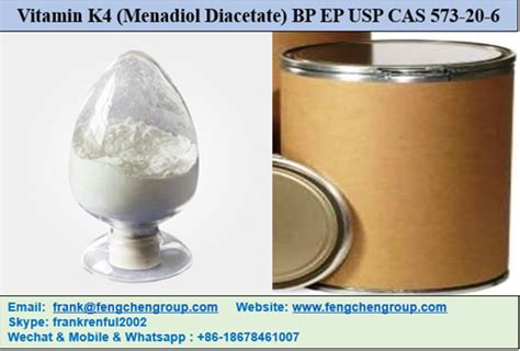 Витамин K4 (диацетат менадиола) BP EP USP CAS 573-20-6 Производители и ...