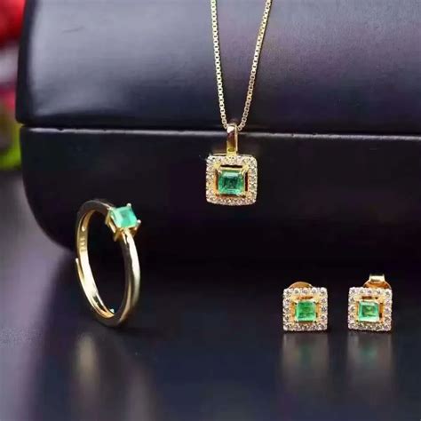 Aliexpress.com : Buy Vintage emerald jewelry set 3mm Princess Cut natural emerald ring earrings ...