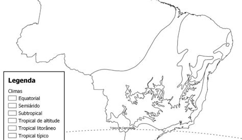 Mapa Climas Do Brasil Para Colorir - Mapa dos climas do Brasil em preto e branco para colorir - TudoGeo