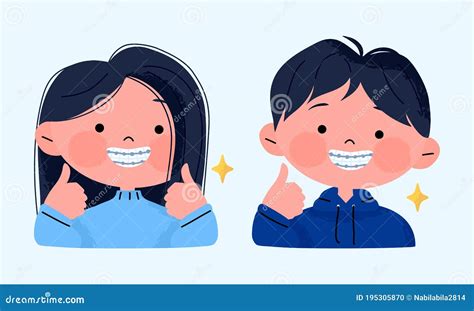 Kid Boy Showing His Braces Vector Illustration | CartoonDealer.com #72752280