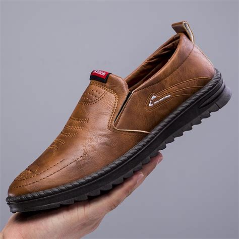 Buy Fashion Men's Casual Leather Shoes Soft Sole Soft Surface Slip On ...