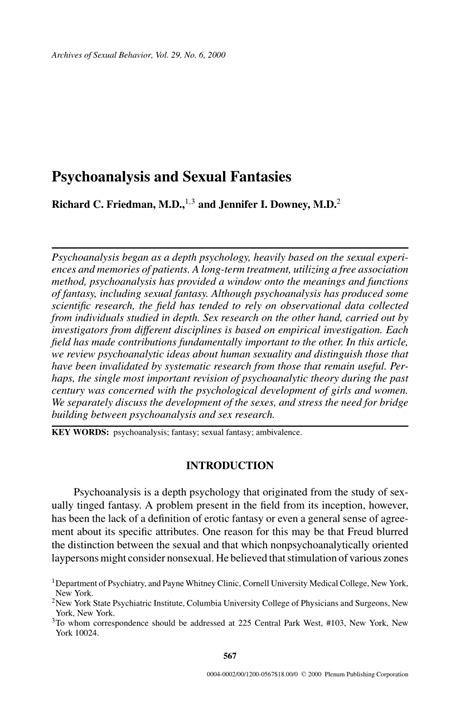 (PDF) Psychoanalysis and Sexual Fantasies