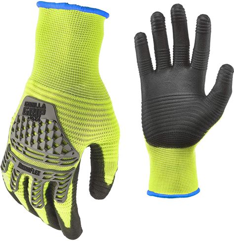 Gorilla Grip RhinoFlex A5 Cut Protection Hi Vis Work Gloves, 25261-26