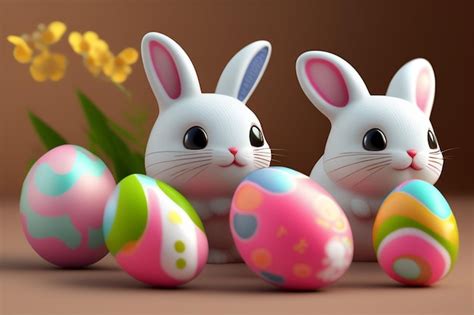Free Photo | Easter eggs with a bunny on the front
