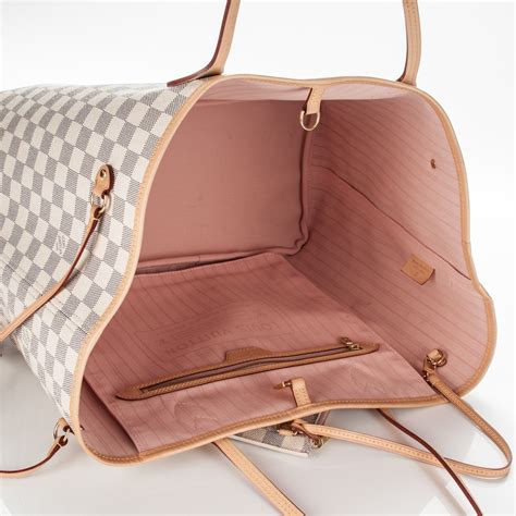 Louis Vuitton Neverfull Damier Azur Rose Ballerine Iud | semashow.com