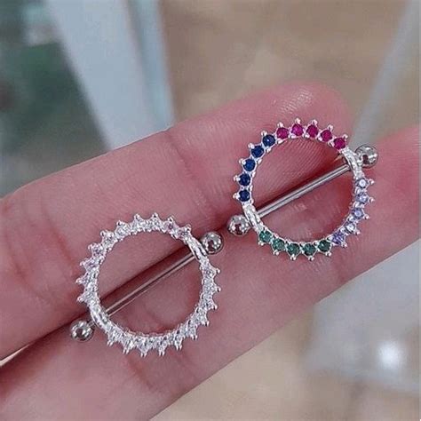 Piercing Para O Mamilo - Piercing Para Mamilo,Peito 13Mm com Pedras de Zircônias Prata 925 com ...