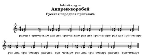 Андрей воробей. Ноты для балалайки. Упражнения.
